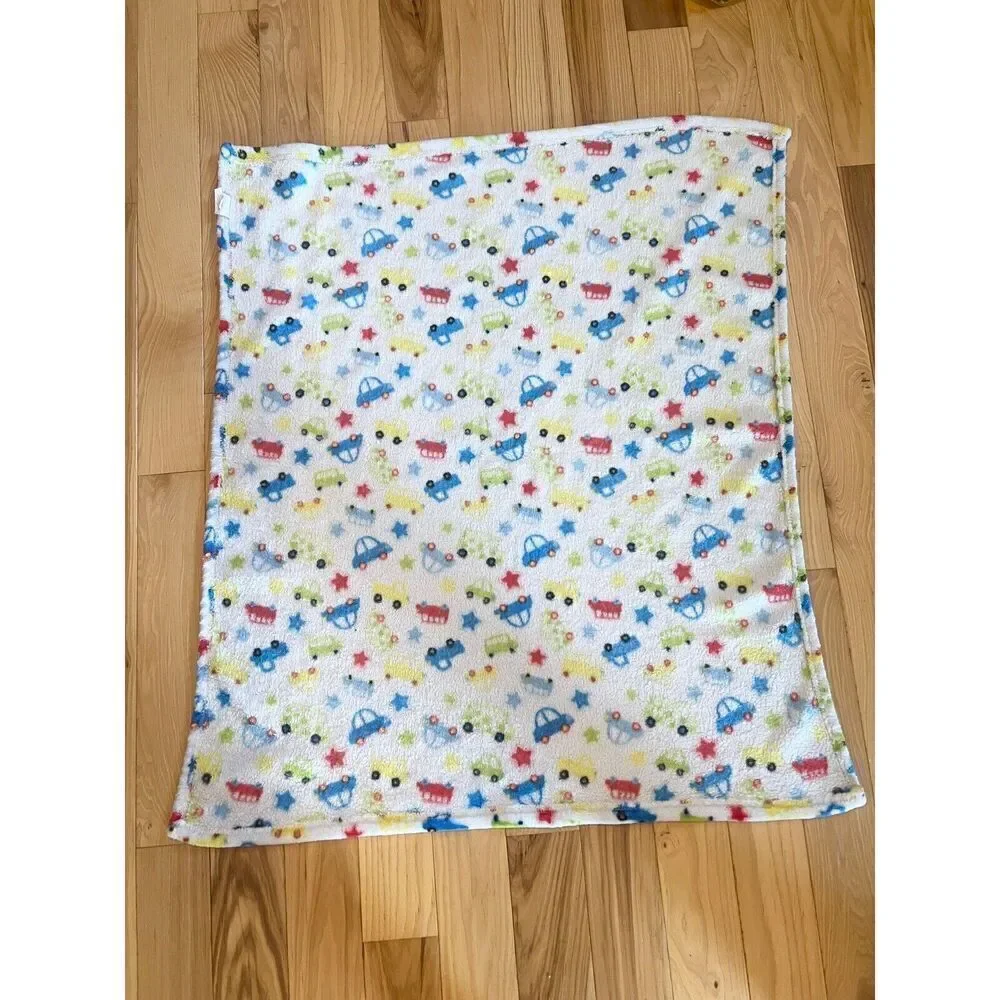 Gentle Steps White Red Blue‎ Green Cars Stars Baby Blanket